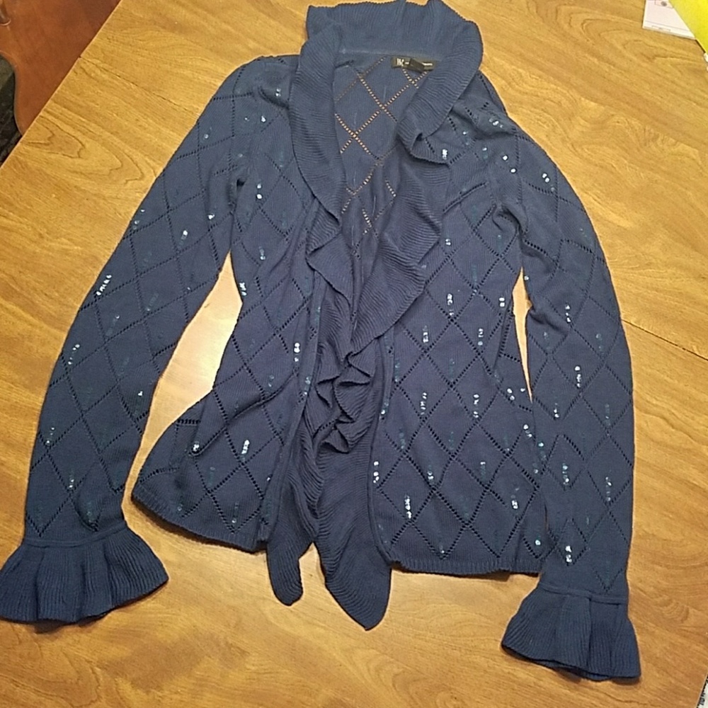 Inc Sequin Knit Flutter Cardigan - image 1